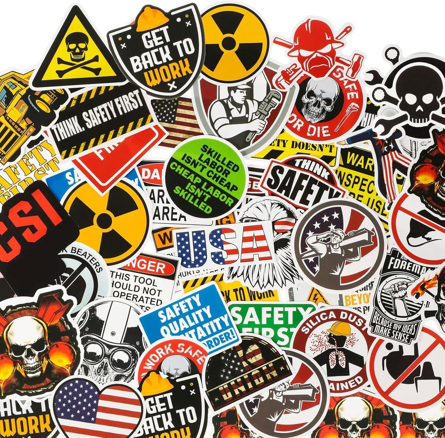 Outus 300-Pc Funny Hard Hat Stickers PVC Waterproof Decals for Toolboxes