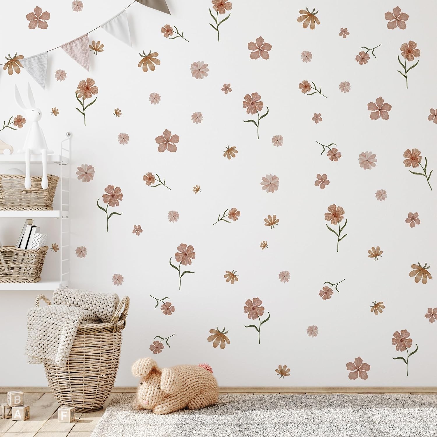 Flower Wall Decals Watercolor Wildflower Wall Art Removable Girl Room Decor