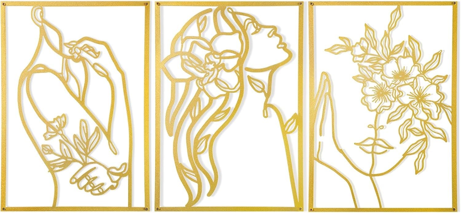 Sophisticated Gold Wall Art Set – 3-Pcs for Bedrooms, Offices & Living Rooms