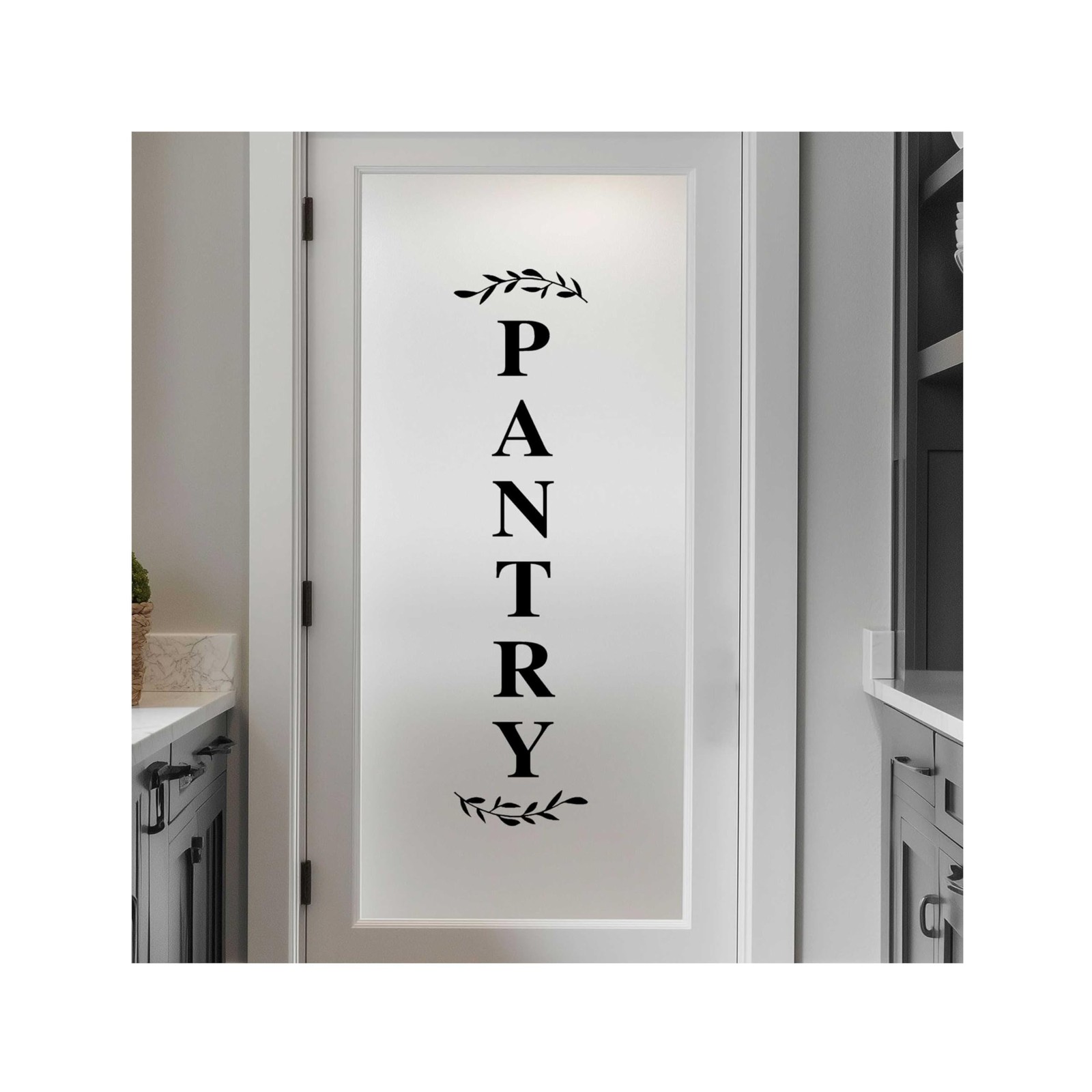 Pantry Door Decal – Black Vinyl Kitchen Sticker – 27.5 x 6.6 in,