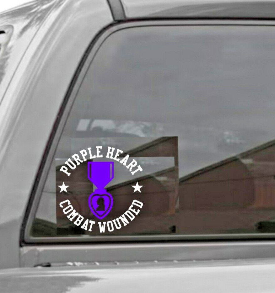 PURPLE HEART COMBAT WOUNDED VINYL DECAL STICKER