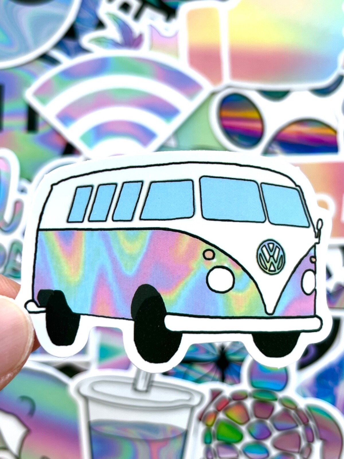 5-50 pcs Glitter Sun Catcher Stickers, Cute Cool Holographic Kawaii Laptop Decal