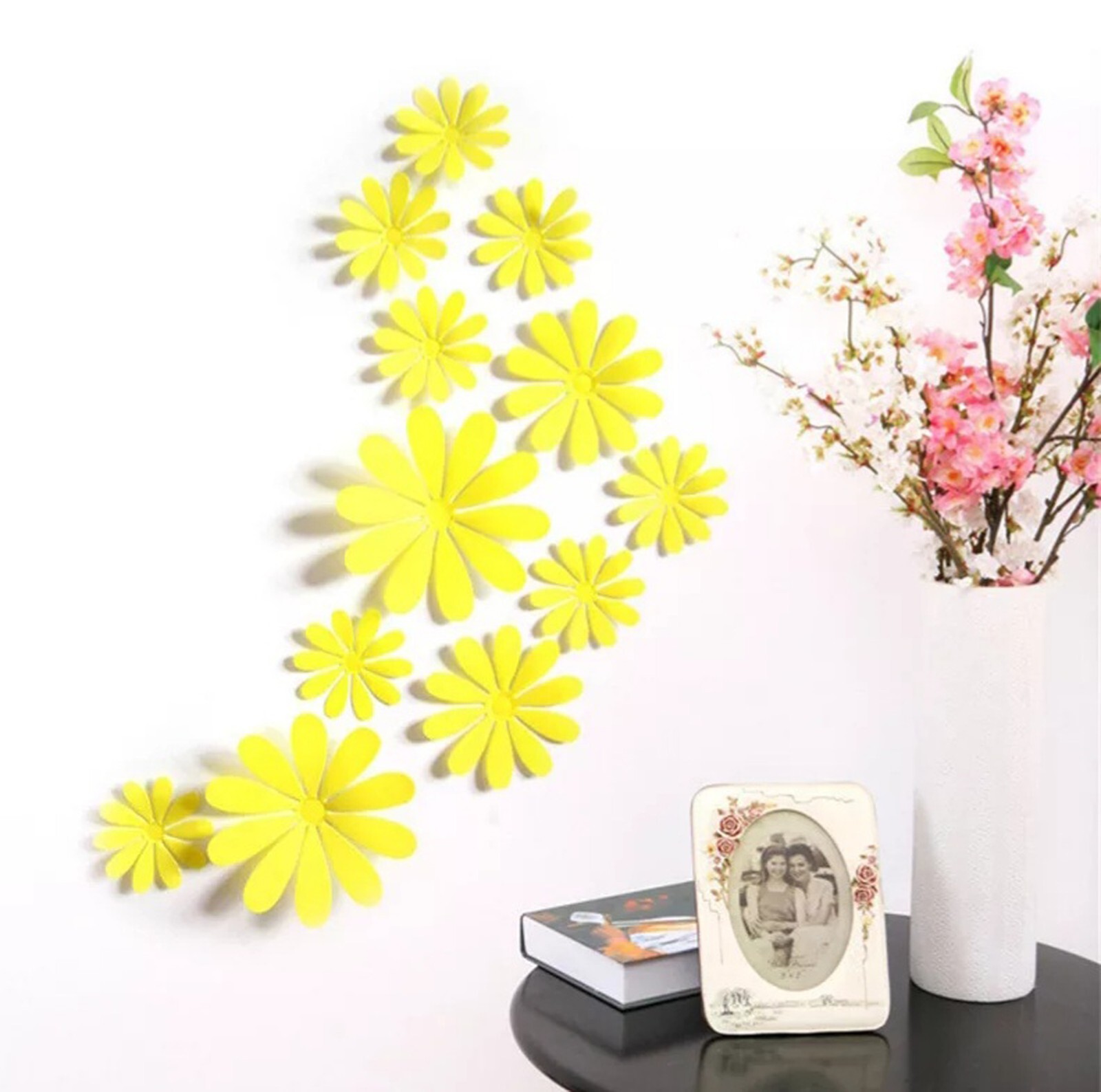 12 pcs 3d flower wall sticker decor, party, wedding, diy, home decorations