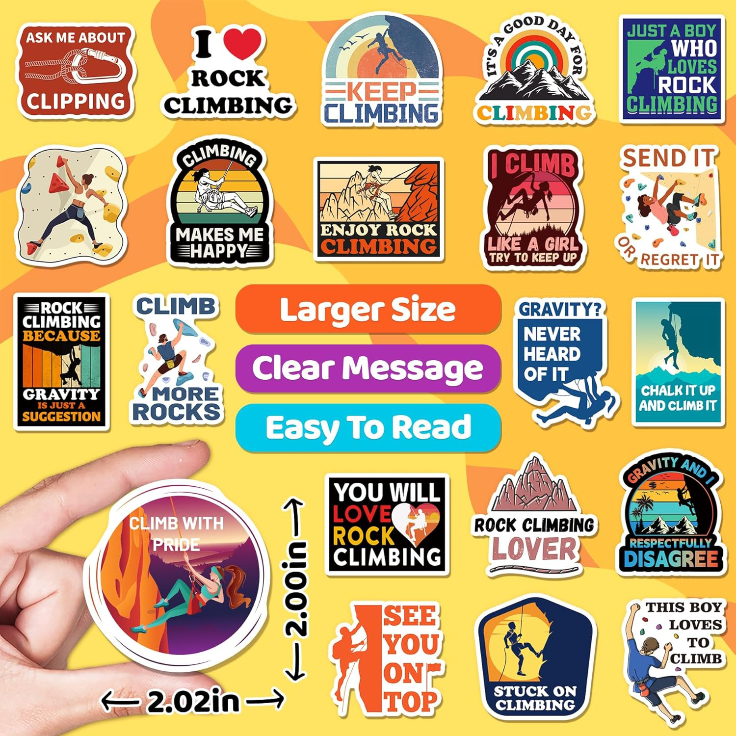 200 Pcs Rock Climbing Stickers, Vinyl Outdoor Decals for Water Bottles & Laptops