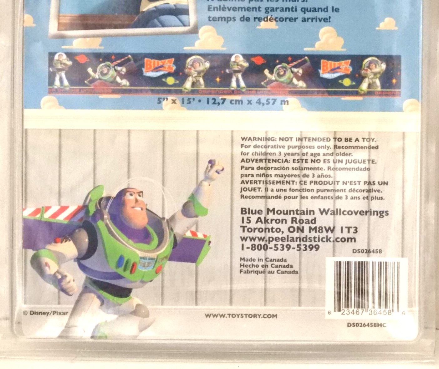 Set of 3 Disney Toy Story 15-foot Wall Border Decor for Kids Bedroom 5" tall