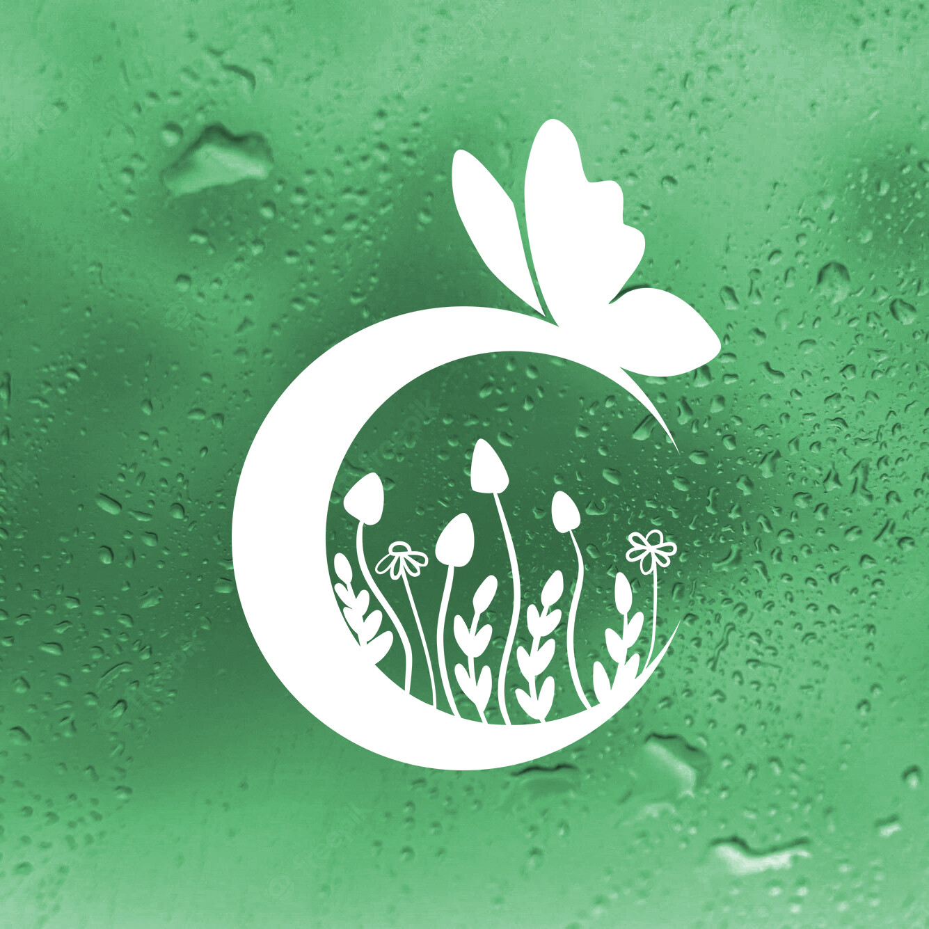 Moon Flowers V1 Custom Vinyl Decals | Pretty Floral Crescent Moon Design