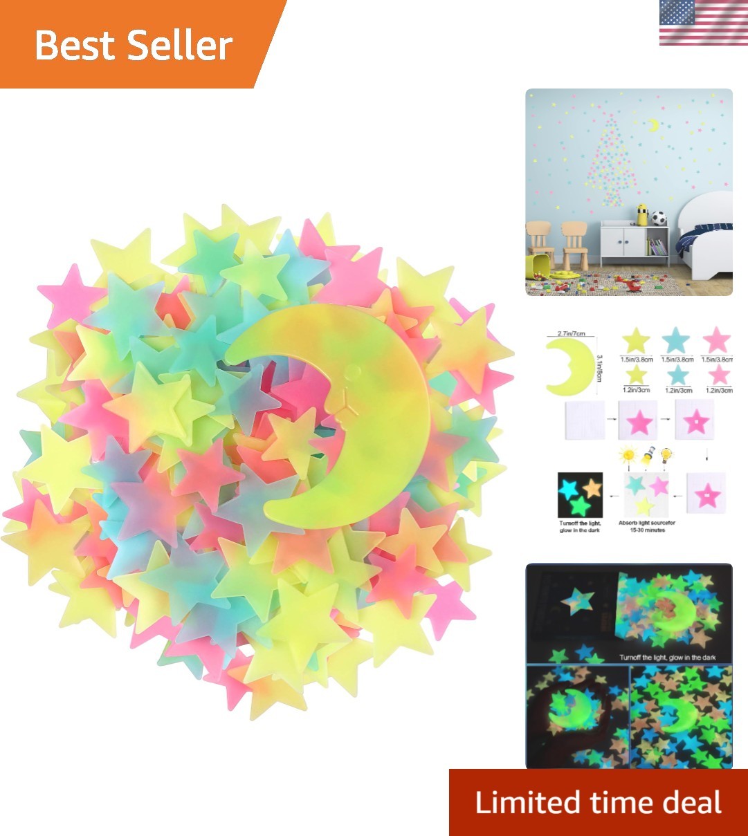 Glow in the Dark Stars – 100-Piece Luminous Wall Stickers for Magical Rooms
