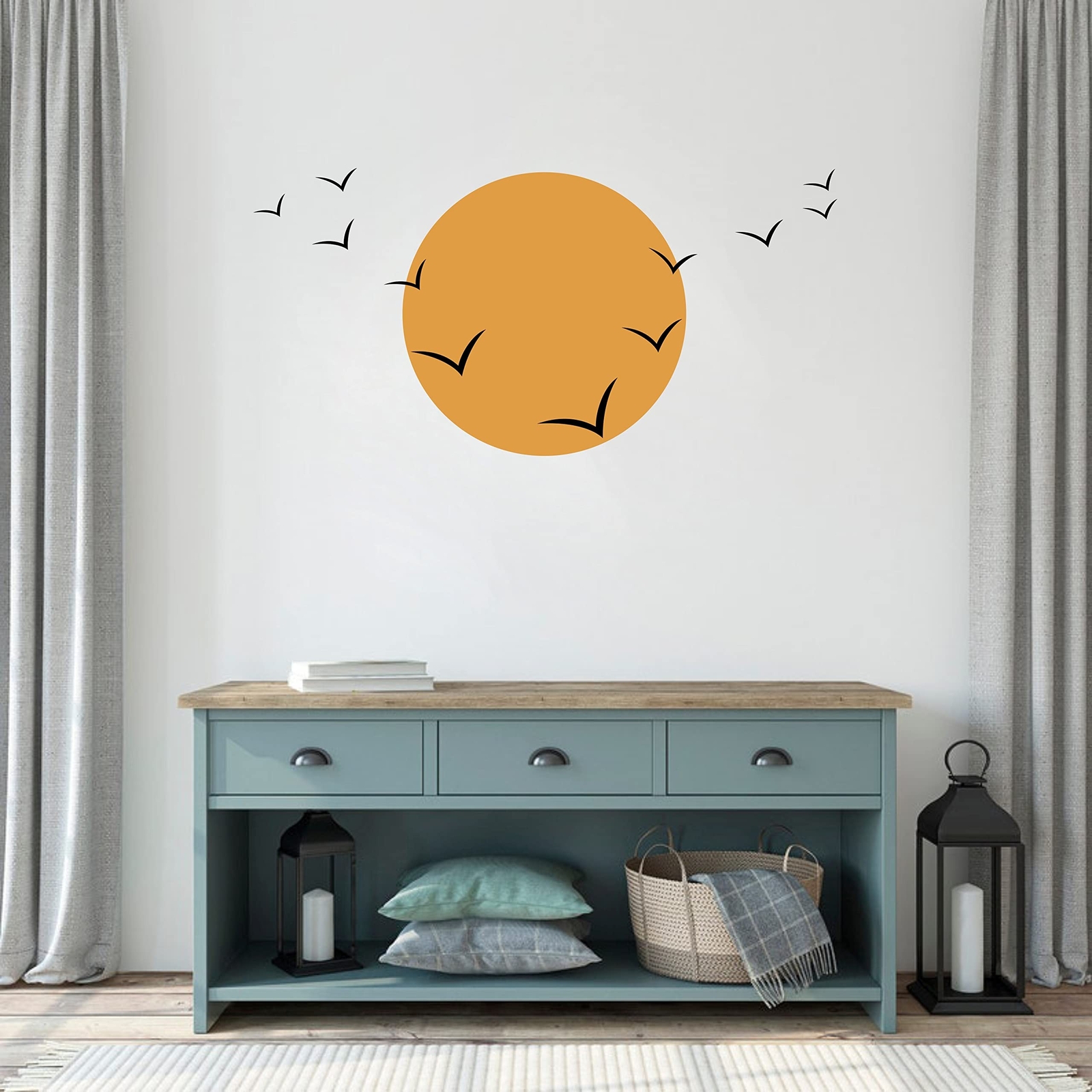 Birds and Sun Wall Decal Minimalist Wall Art Modern Wall Stickers for Living …