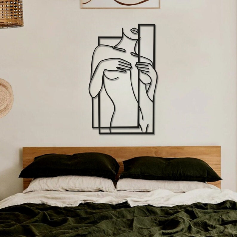 Line Woman Acrylic Wall Art, Line Wall Decor, Unique Home Decoration, Bathroom