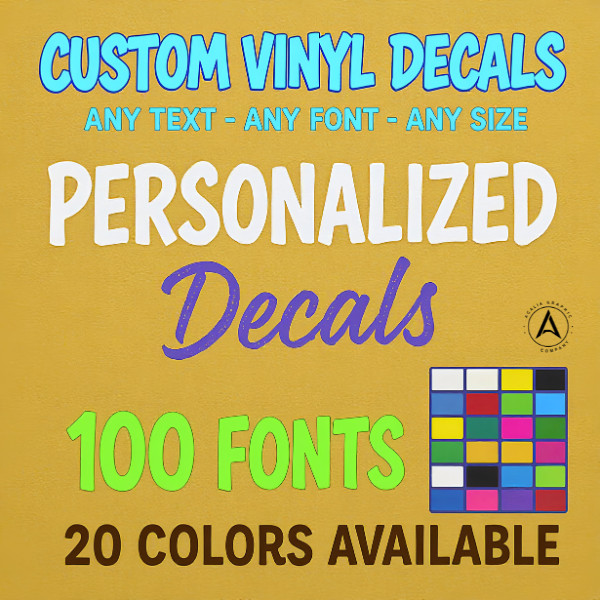 Custom Text Vinyl Lettering Sticker Decal Personalized -ANY TEXT – ANY NAME-
