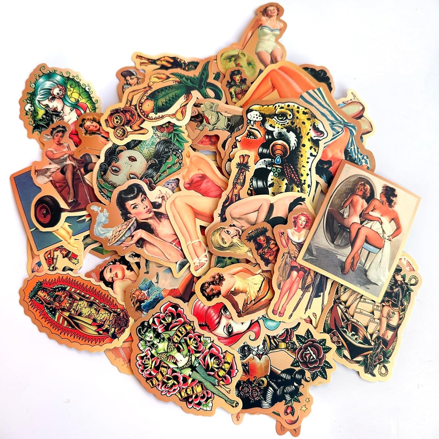American Traditional Stickers Vintage Retro Pinup Sticker Pack, Vinyl Waterproof