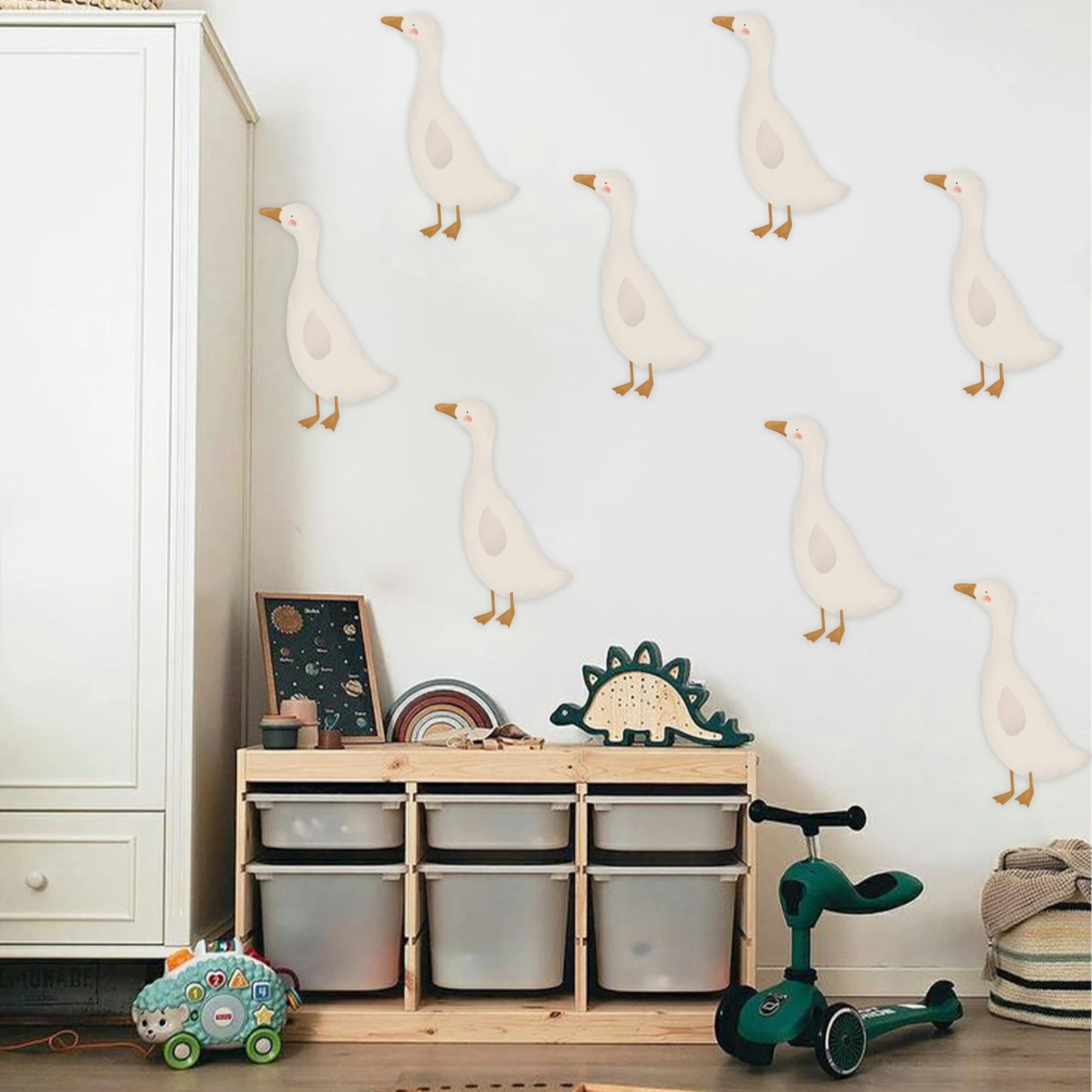 Cute Geese Wall Stickers, 8pcs Removable Waterproof PVC Decals, Funny Animals…