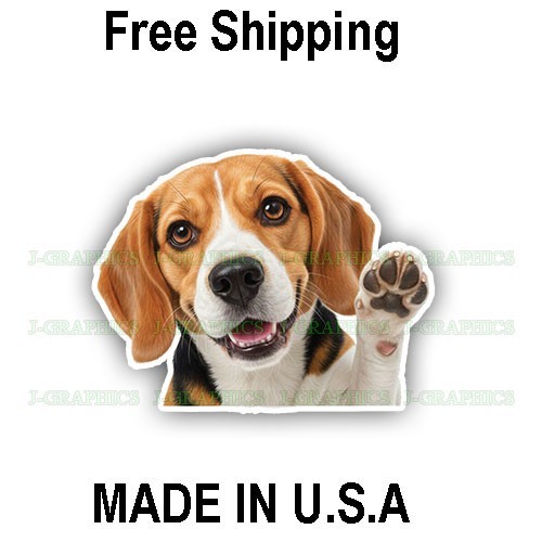 Beagle Dog Peeker Peeking Vinyl Decal Sticker Cut Pet A