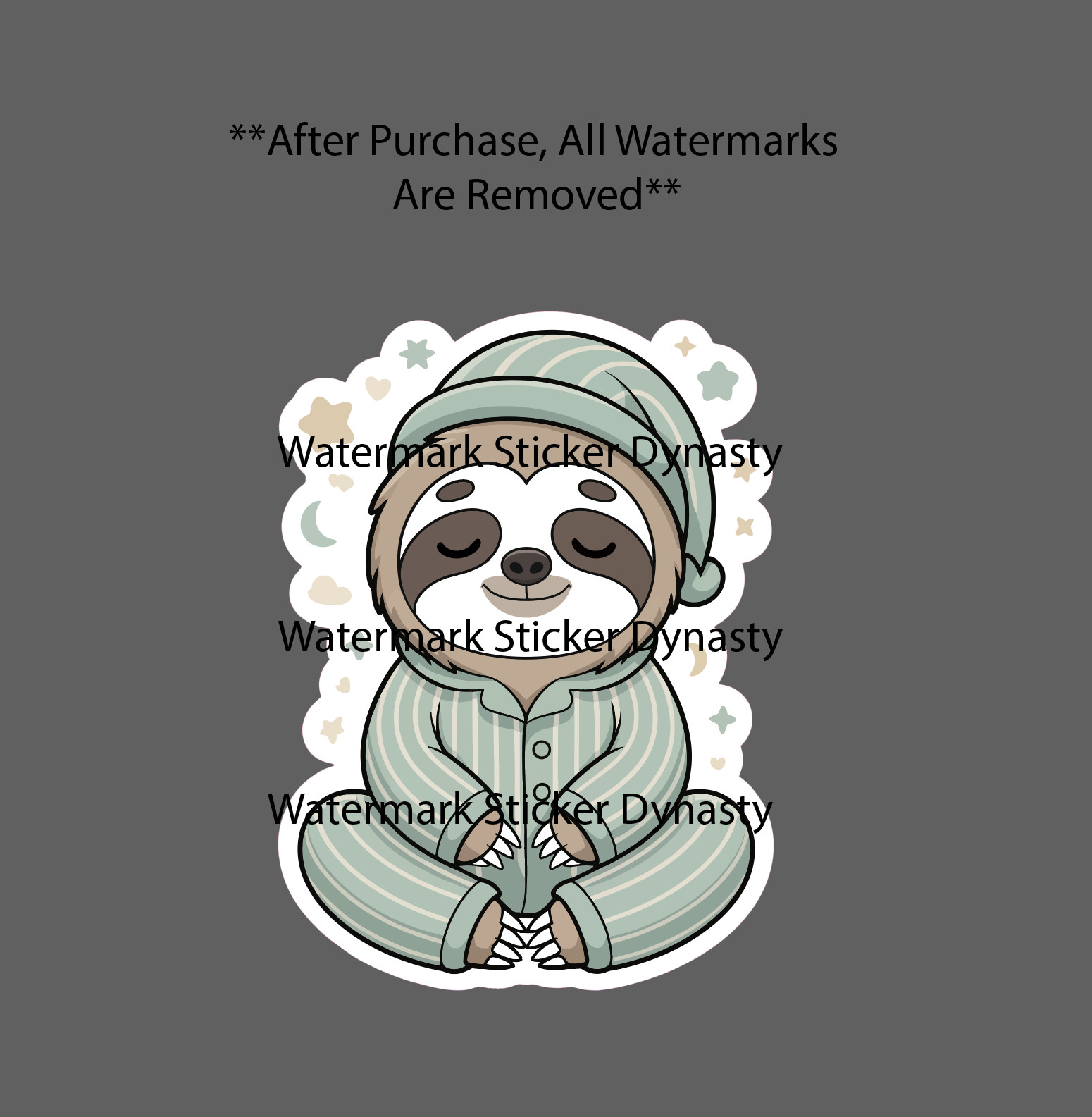 Sloth Pajamas Sticker Waterproof Decal Sleep Night Cute Kawaii Gift NEW