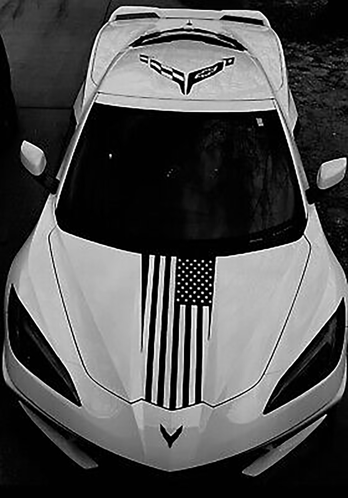 C8 Corvette Crossed Racing Flags Negative Vinyl Decal Sticker for Roof Panel