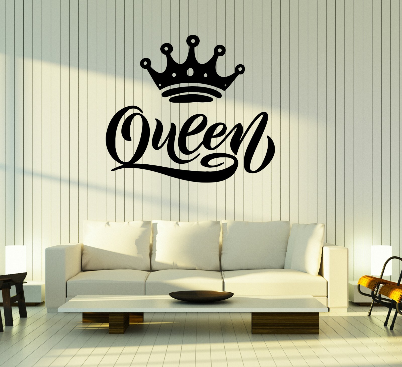 Wall Decal Queen Crown Lettering Word Vinyl Sticker (ed1762)