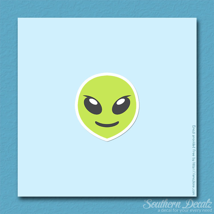 Alien Face Smiley Emoji – Vinyl Decal Sticker – c108 – 3.75" x 3.75"