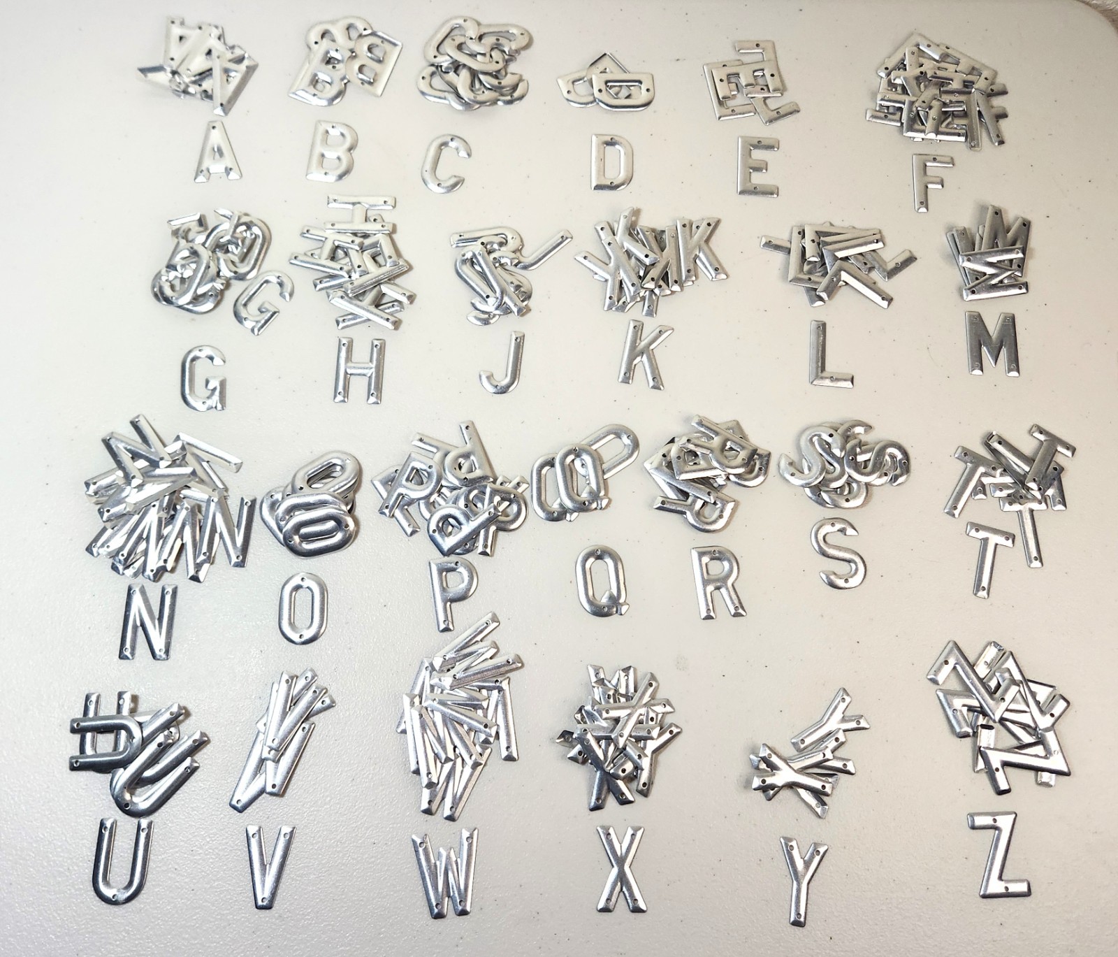 Lot of Approx. 244 Single A-Z Aluminum 1" Crafter's Signs **Missing Letter I**