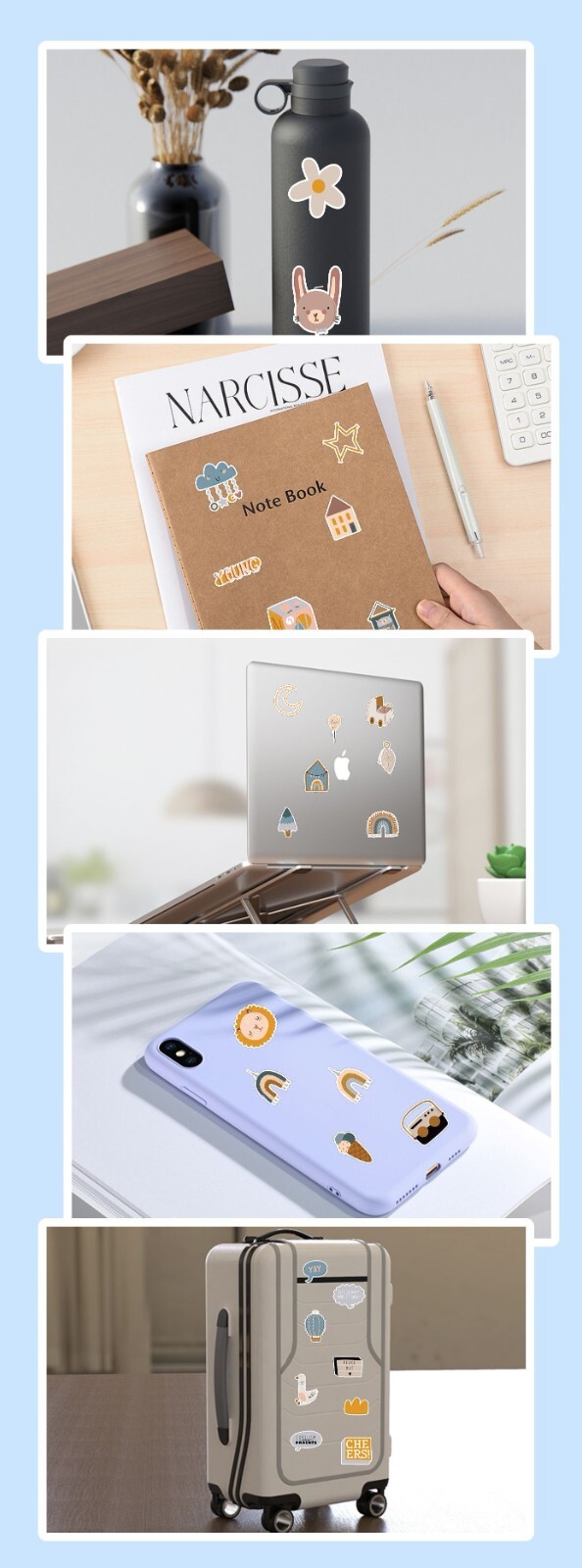 50pcs CUTE VIBE Stickers, Bottle Laptop No Residue Stickers, #249