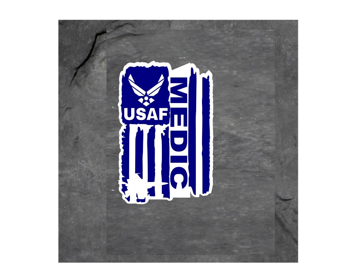 DISTRESSED UNITED STATES AIR FORCE MEDIC FLAG DECAL STICKER 3.2" x 4.8"