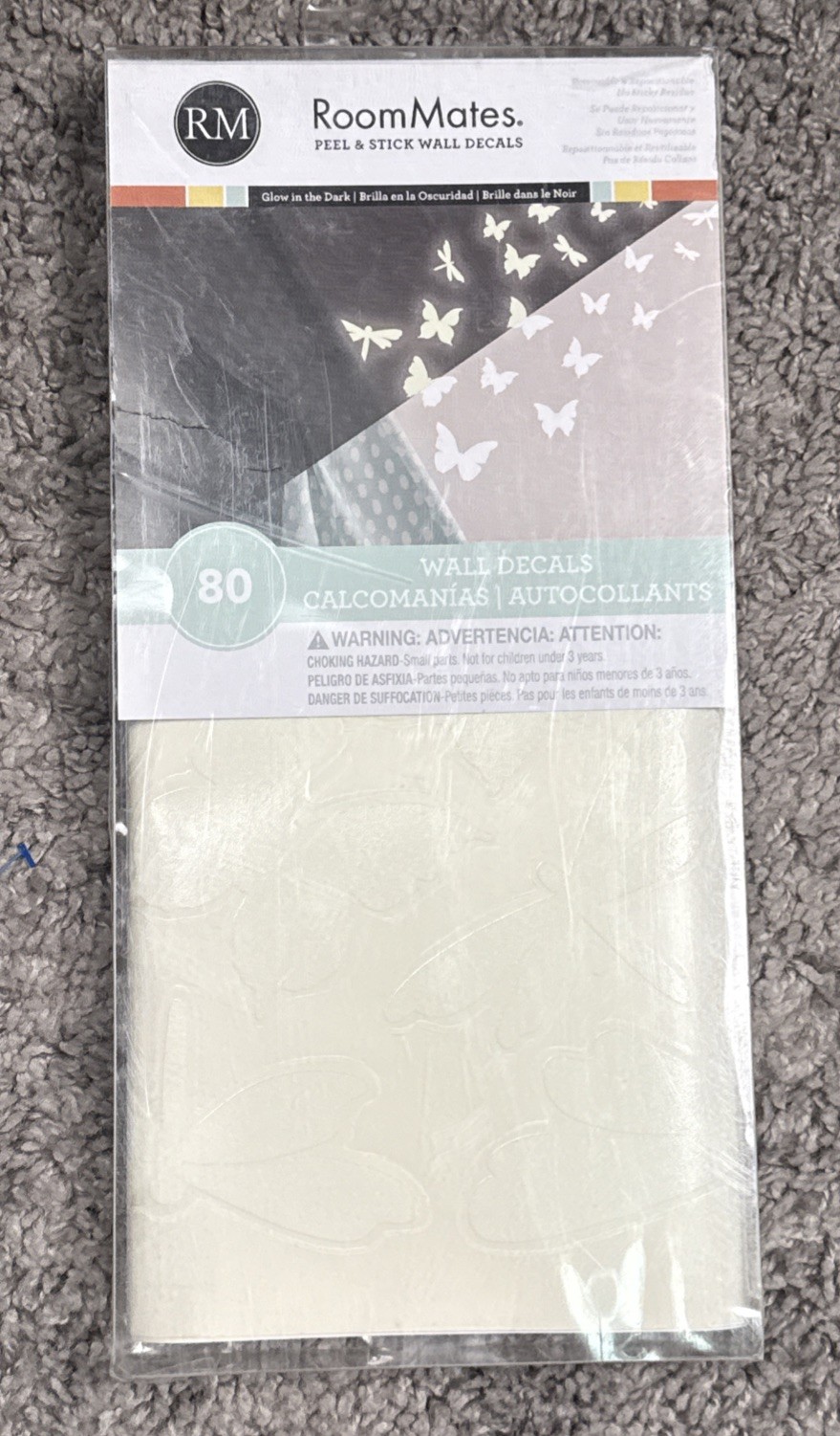 RoomMates Butterflies & Dragonflies Glow In The Dark Wall Decals 80Pc RMK1706SCS