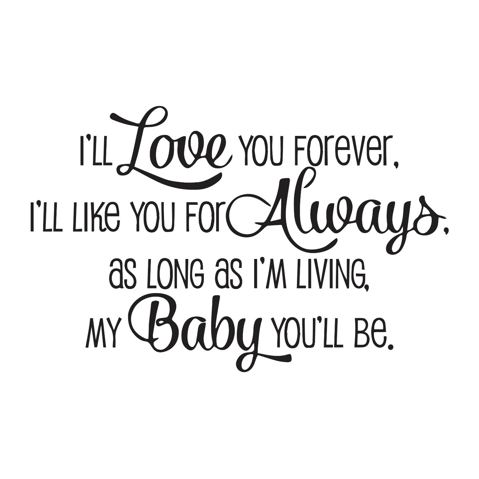 Wall Decal Love Forever Baby Family Interior Vinyl Decor Black gz534