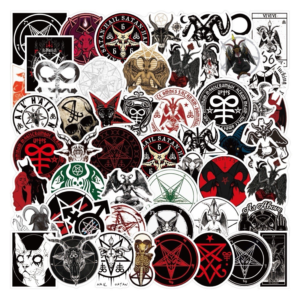 20 Random Satanic Stickers Devil 666 Decals Skull Satan Horror Red Free Shipping