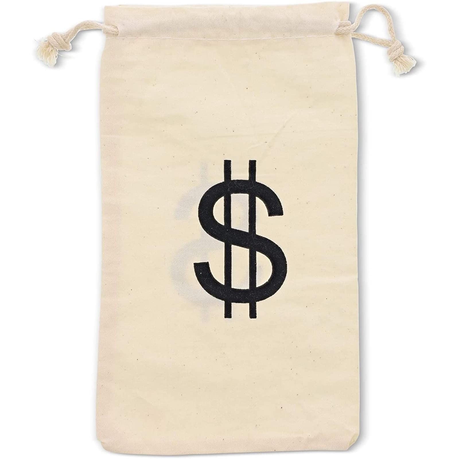 Juvale Money Bags Canvas Drawstring Pouches – 12 12 count (Pack of 1), Beige