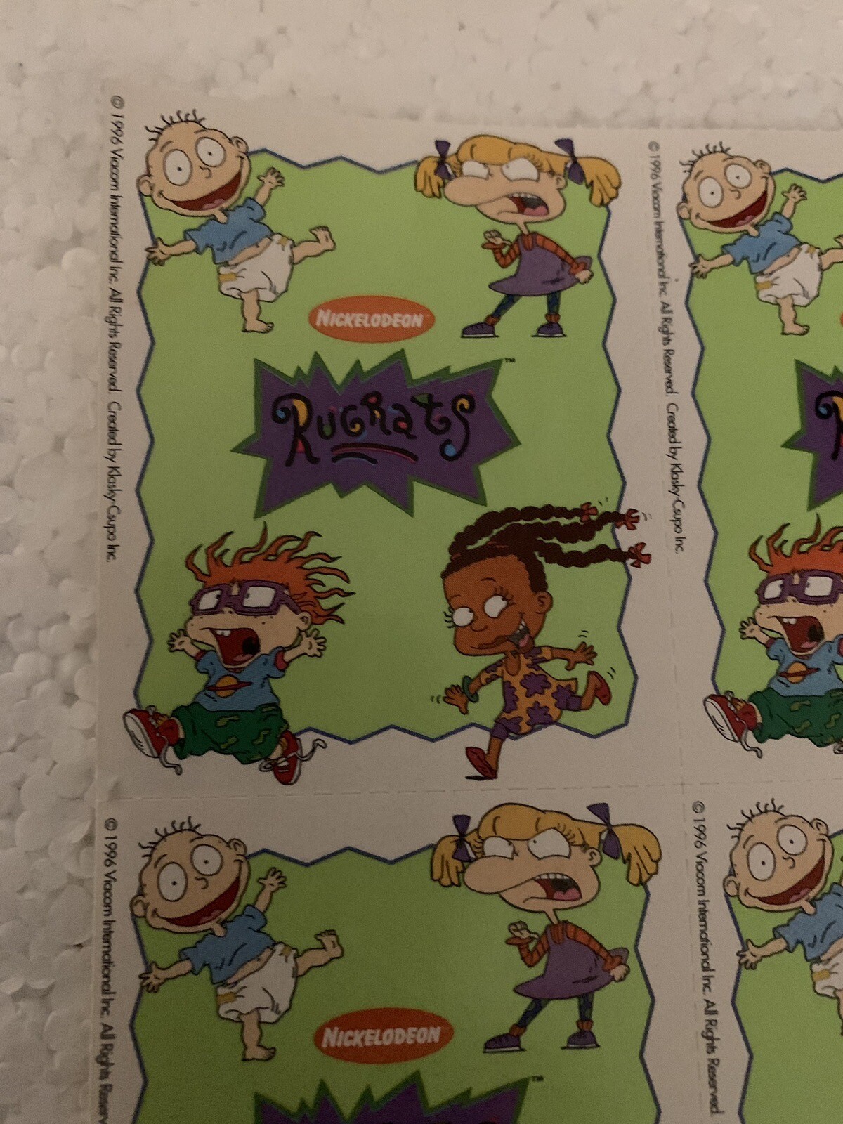 Rugrats Stickers Scholastic Viacom 1996 Sheet of 7 Stickers Printed USA