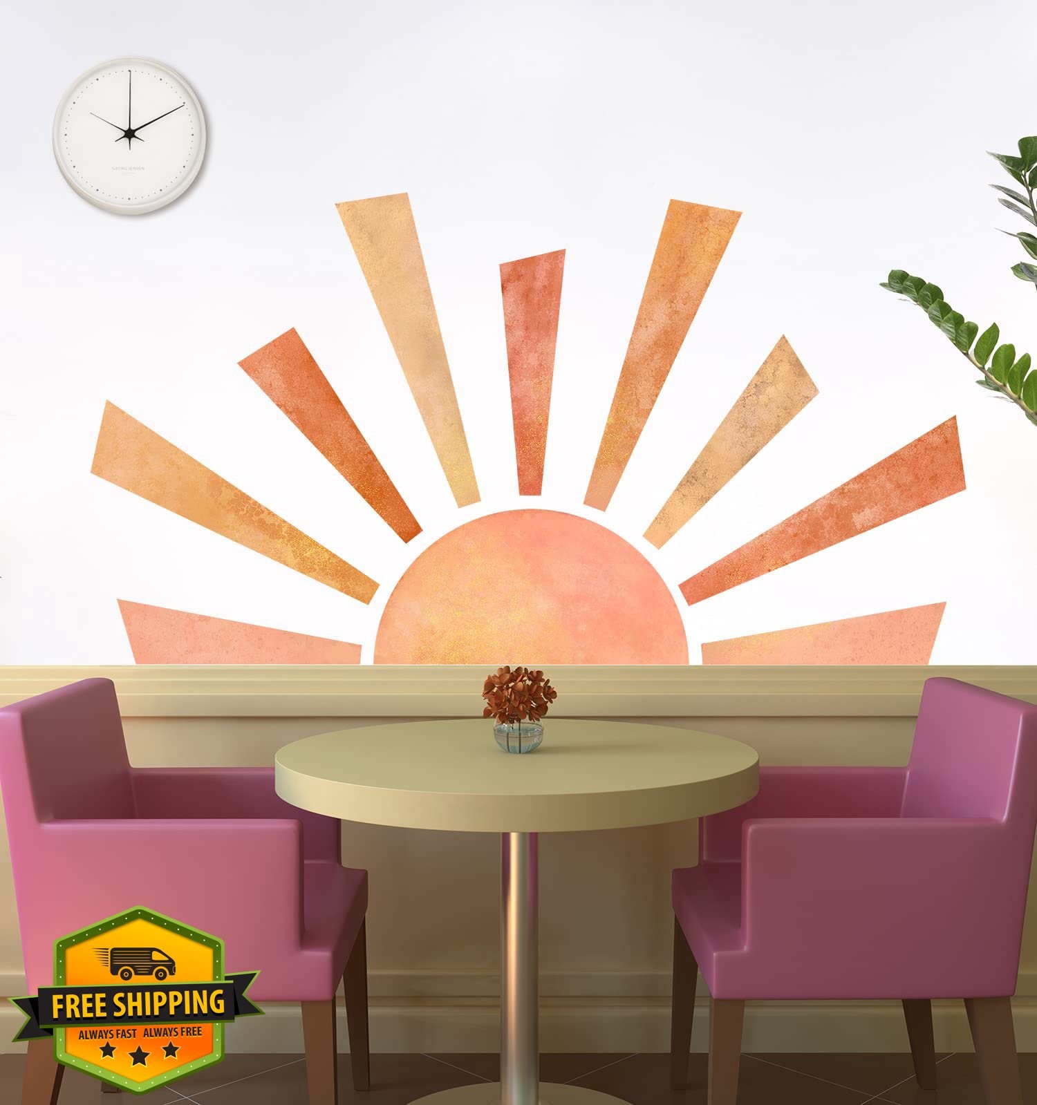 DTLIFEK Half Sun Wall Decals 46×26 Inch