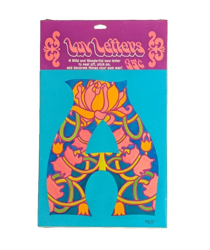 1970s Luv Letters Vintage Hallmark Psychedelic Sticker "A" New & Sealed LARGE