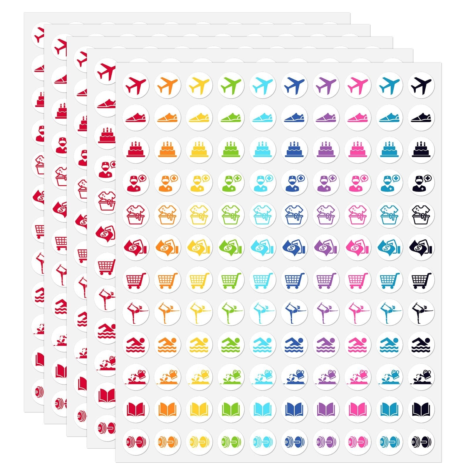 600PCS Mini Colorful Calendar Stickers,Planner Stickers for Airplane,Fitness,…