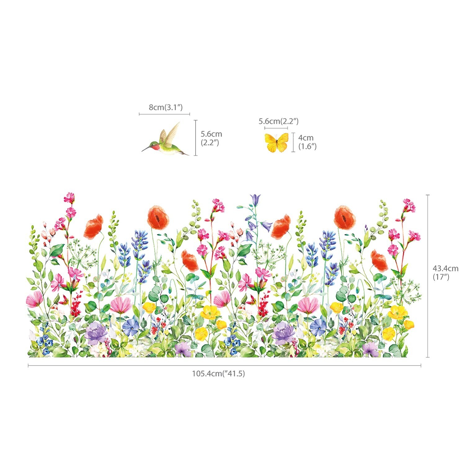 DECOWALL SG2-2114 Garden Flower Wall Stickers Birds Plants Floral Decals Remo…