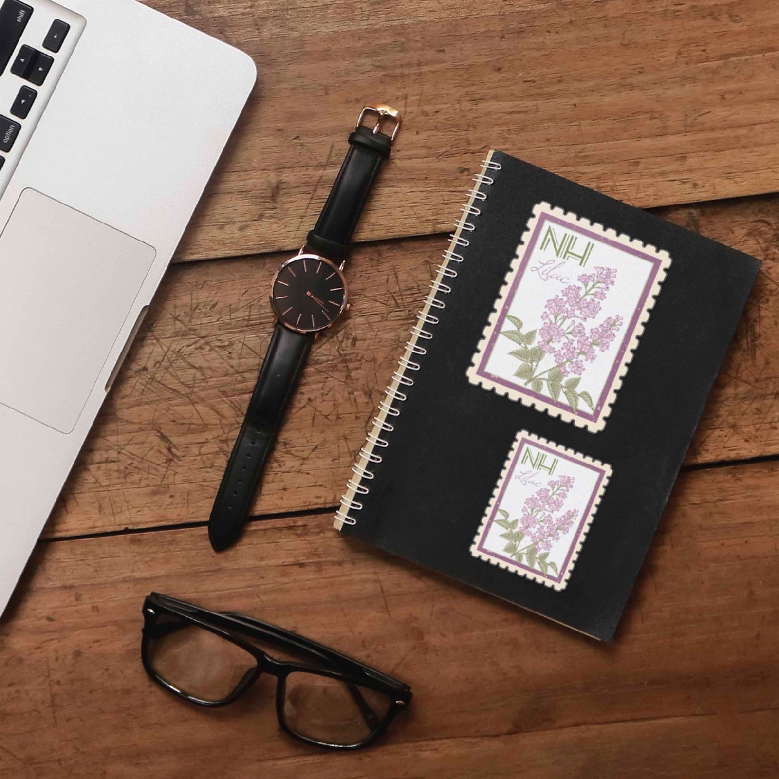 New Hampshire State Flower Lilac Sticker – NH Vintage Stamp Decal for Laptop