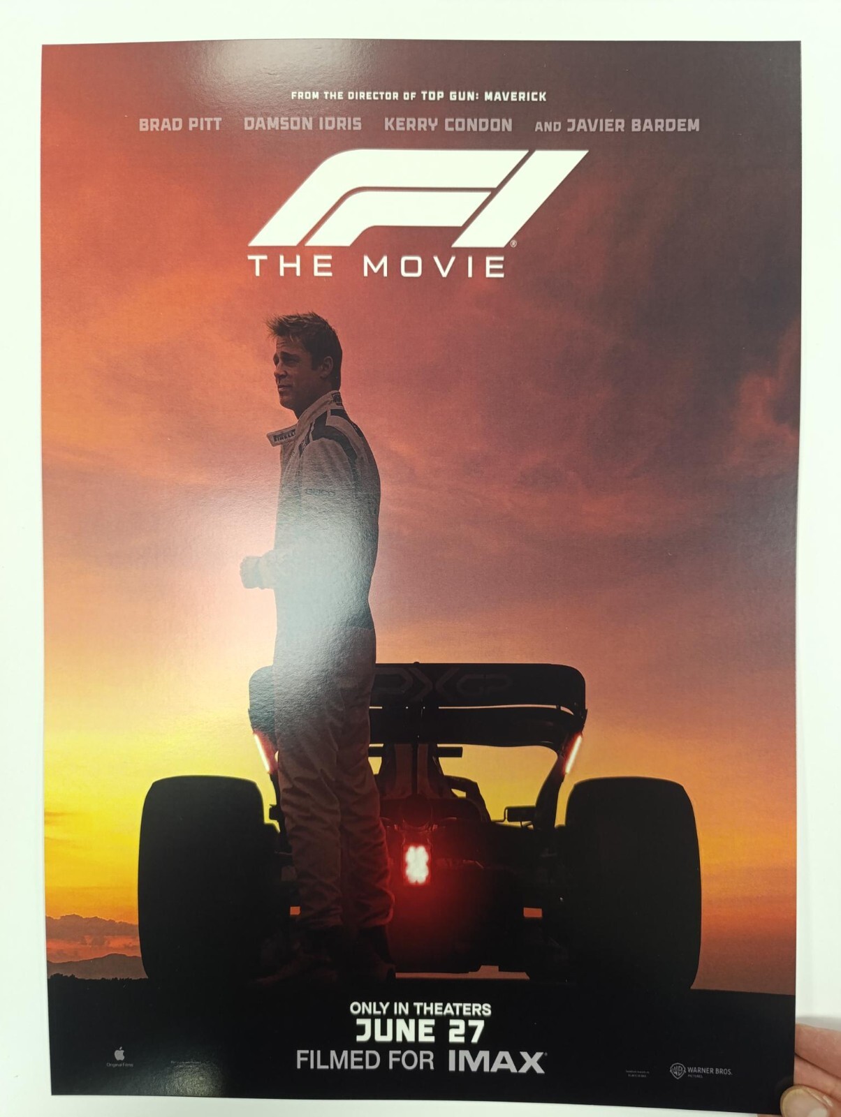 F1 Movie Poster Final Version 2025 Brad Pitt White 300 gr Paper A3 A4