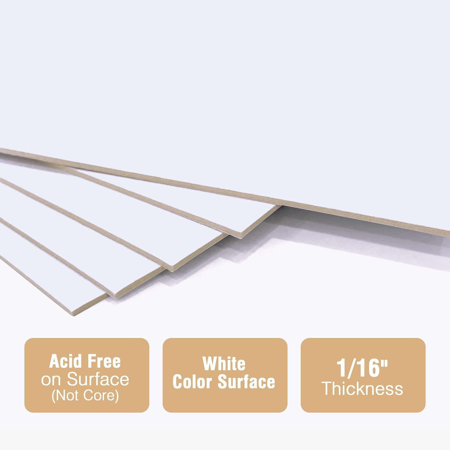 50Pk Acid-Free 11×14 White 4-Ply Mat Backing Boards