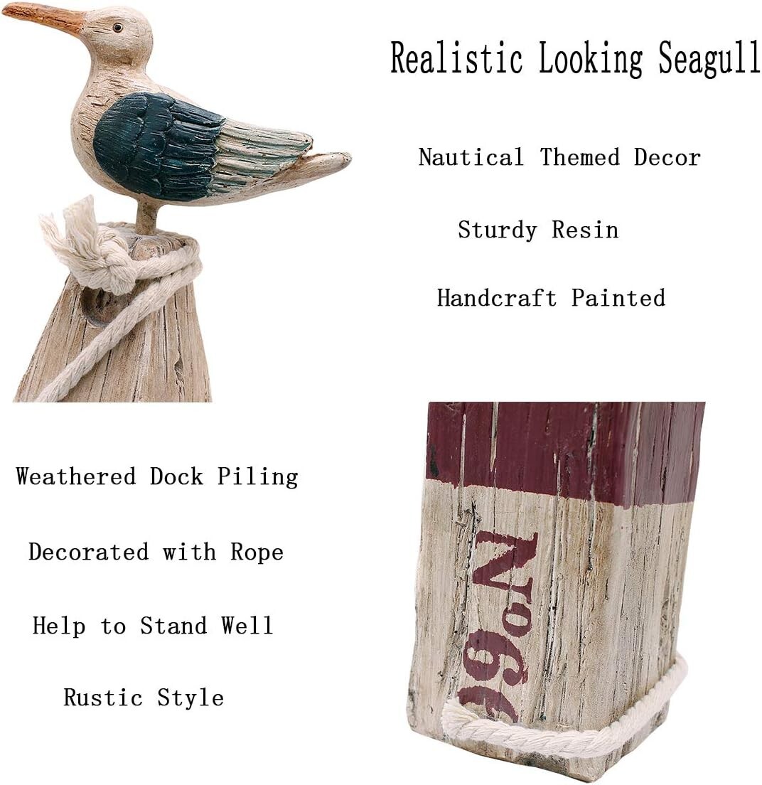 Seagull Statue Decor Nautical Polyresin Figurine