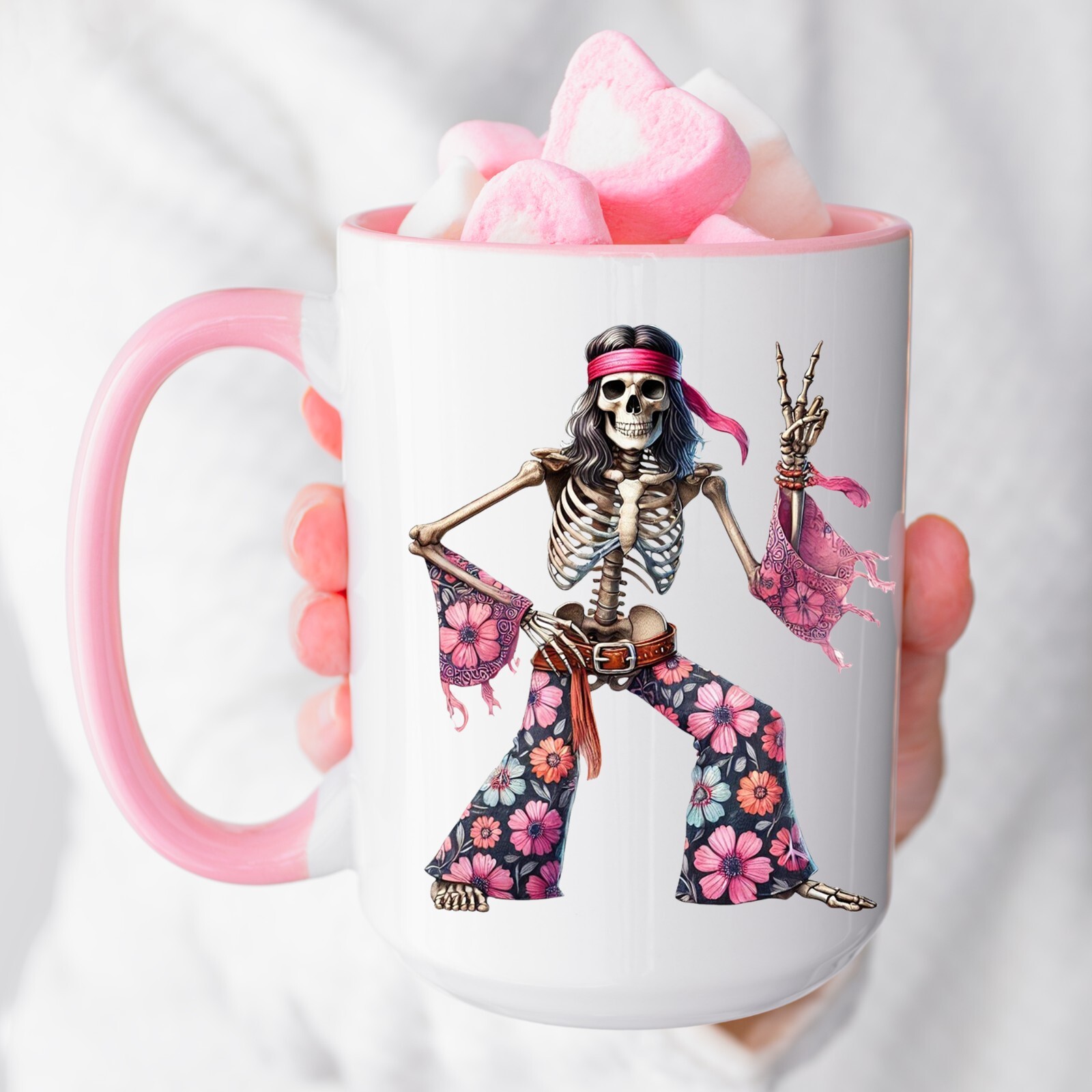 Peace Hippie Skeleton UV DTF Transparent Sticker / Decal