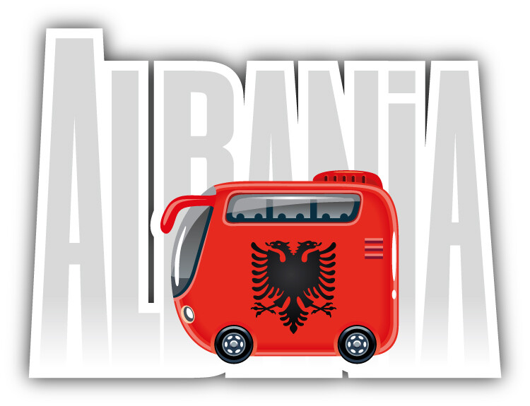 Albania Flag Bus Travel Car Bumper Sticker Decal