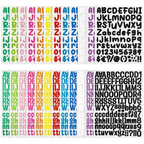 24 Sheets Self Adhesive Vinyl Letters Numbers Kit, Mailbox Numbers Vivid Style