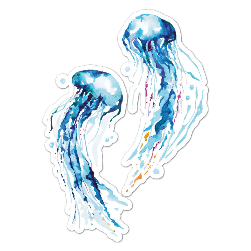 Watercolor Jellyfish, Vinyl Decal Sticker, Indoor Outdoor, 3 Sizes, #9028