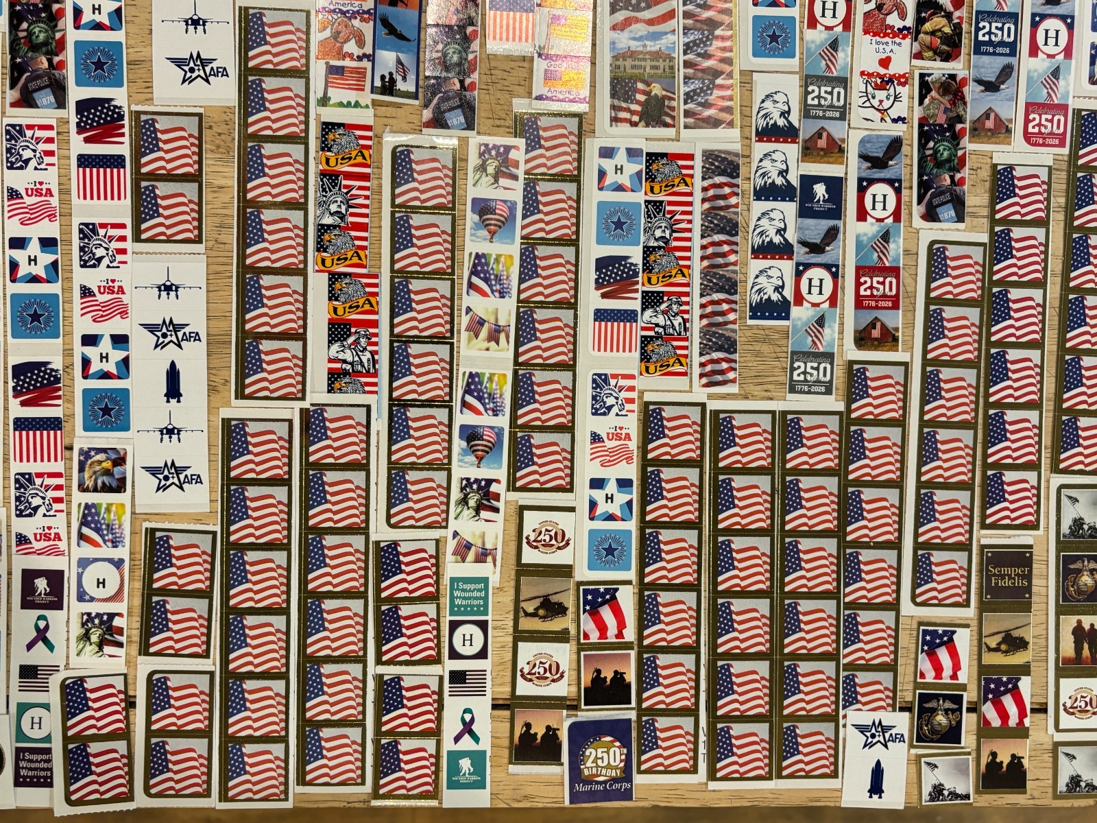 Patriotic Sticker Lot – Charity Organizations – SMALL Size – Large Quantity