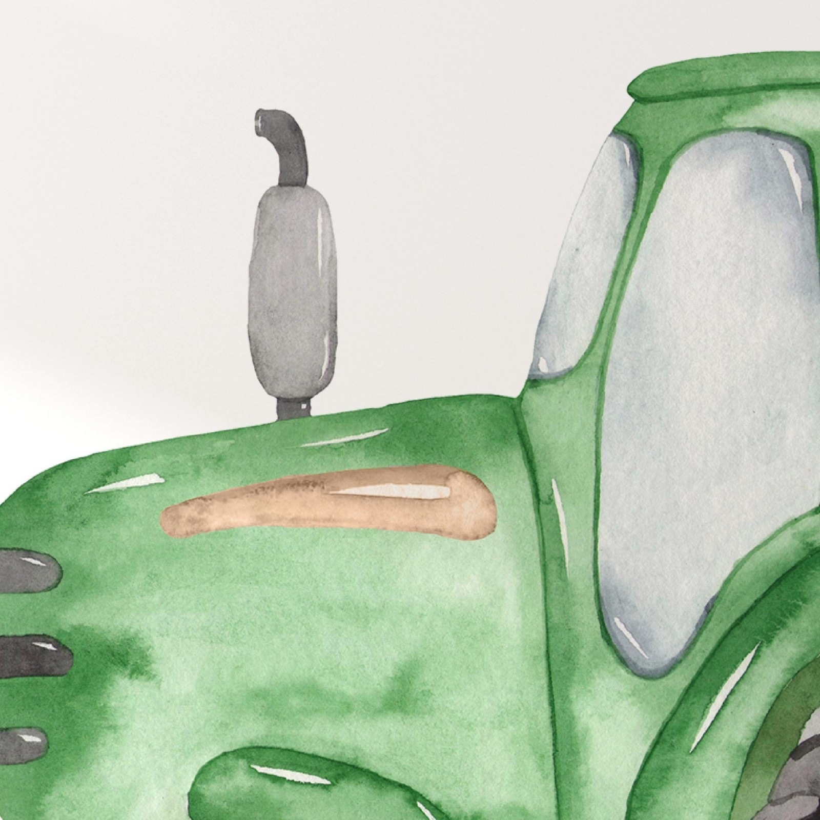 Watercolor Green Farm Tractor Wall Decal Removable Fabric Vinyl Wall Sticker
