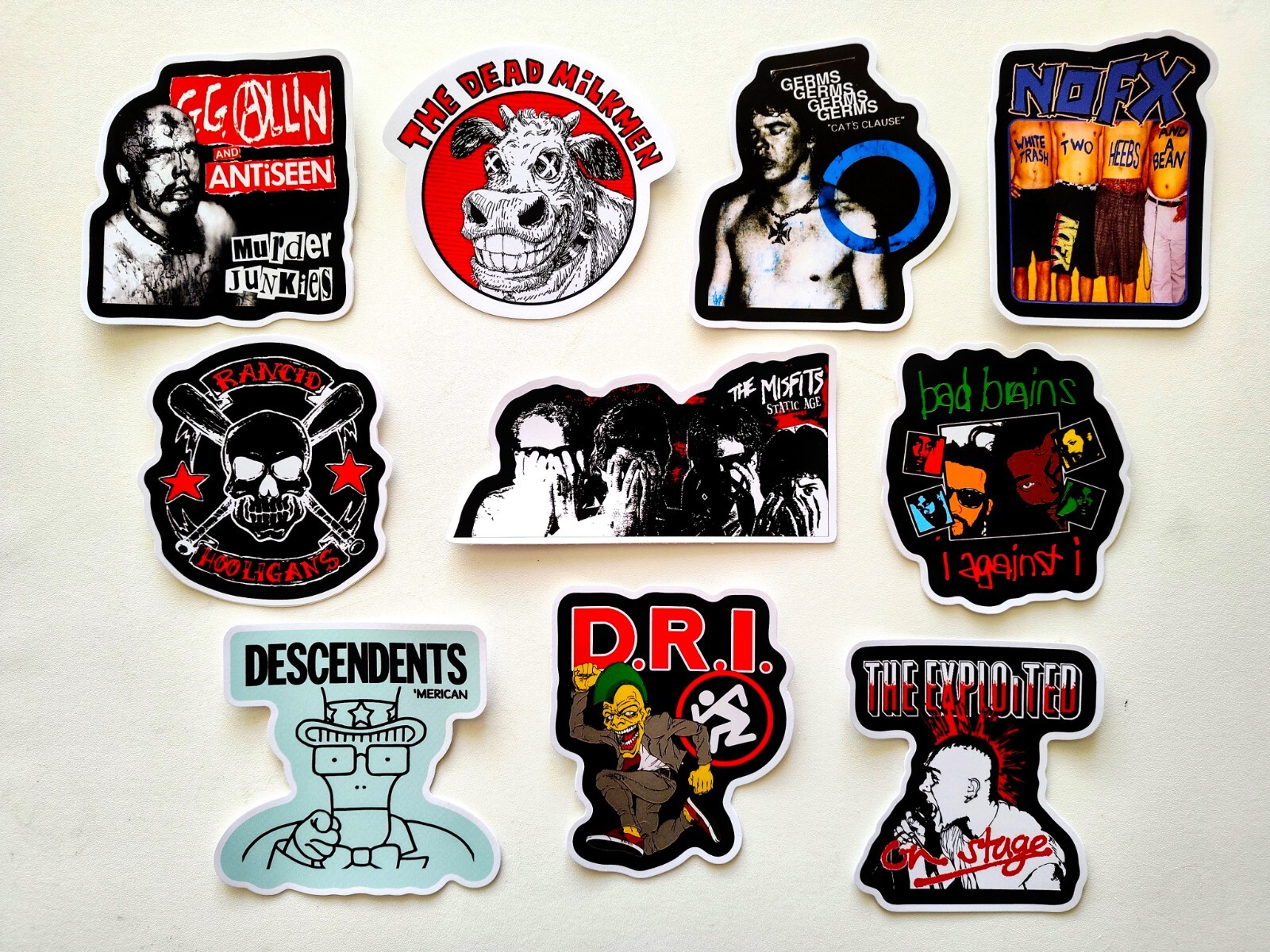 Punk Vinyl Sticker Lot (10 Stickers) SET 23 rock band crust hardcore ska emo oi!