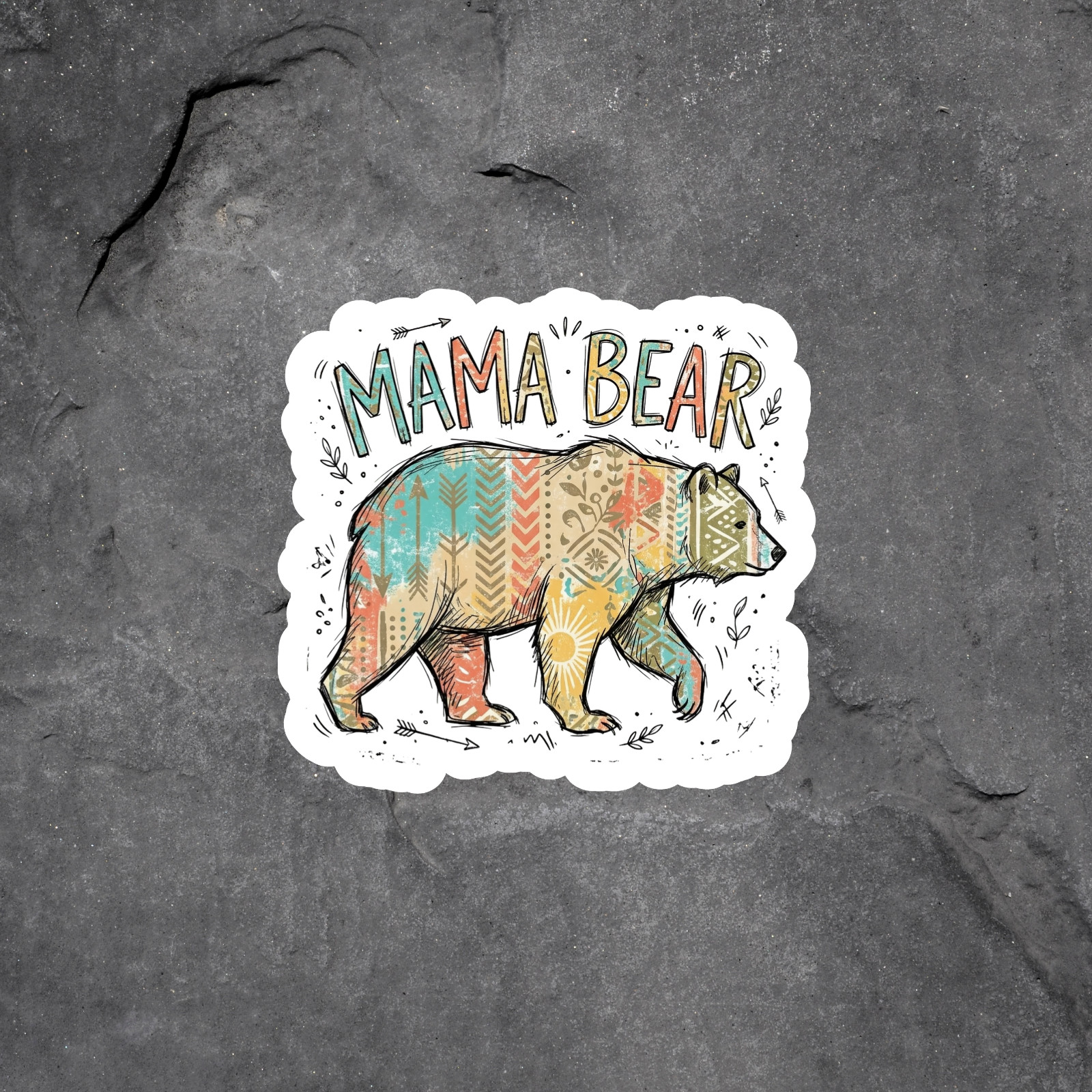 Mama Bear Sticker Vinyl Decal Mama Bear Tribal Boho Pattern Cute Mom Gift