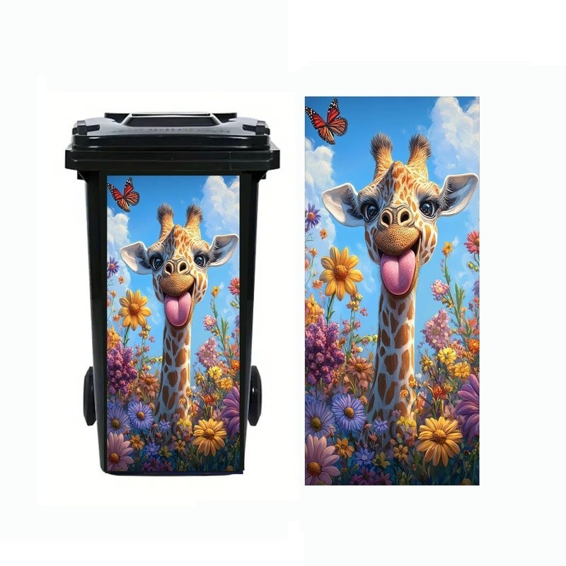 Funny Puppy Cat Donkey Trash Can Decal Large Vinyl Sticker Removable Easy Apply