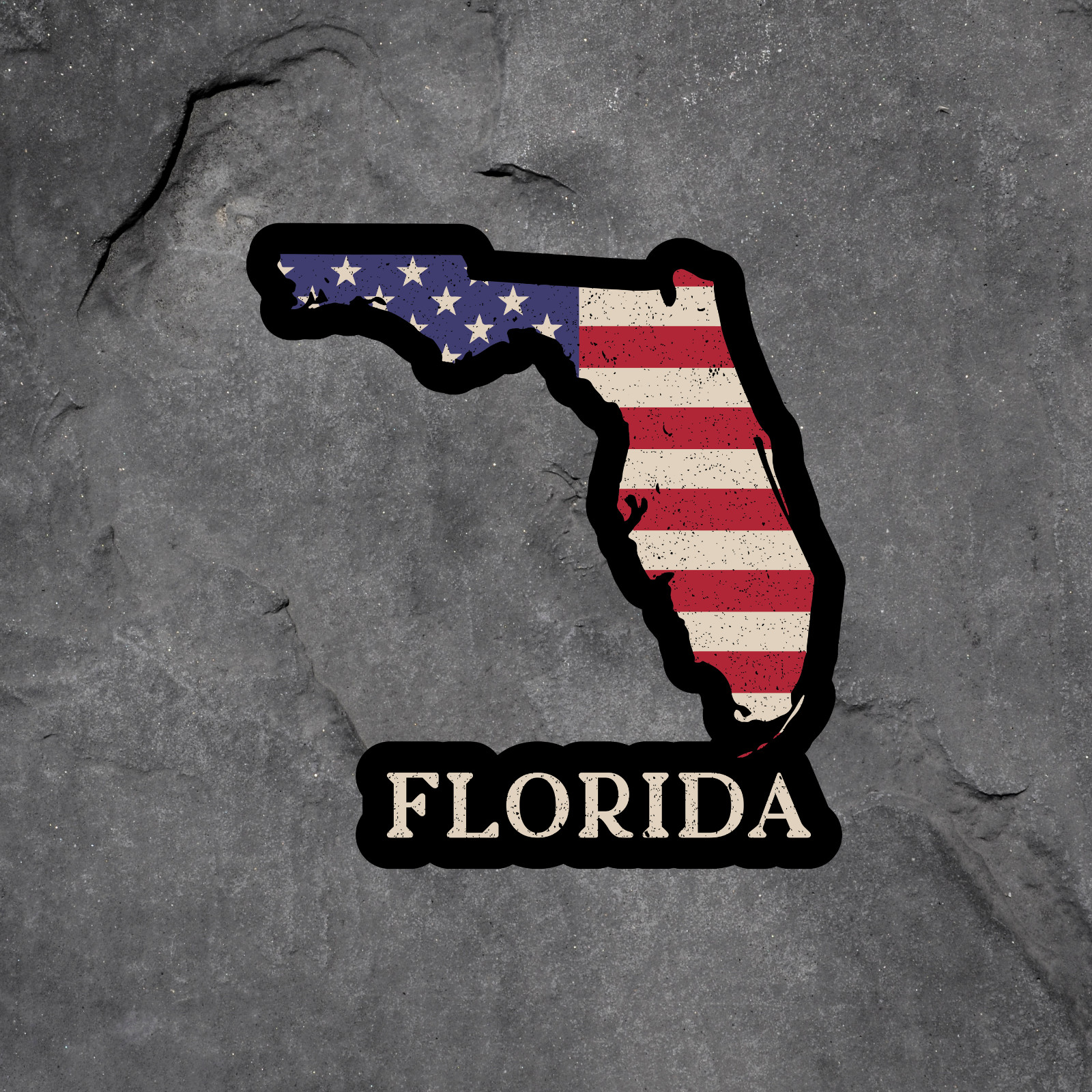 Florida Sticker Vinyl Decal State USA Flag Map Outline Patriotic Vintage
