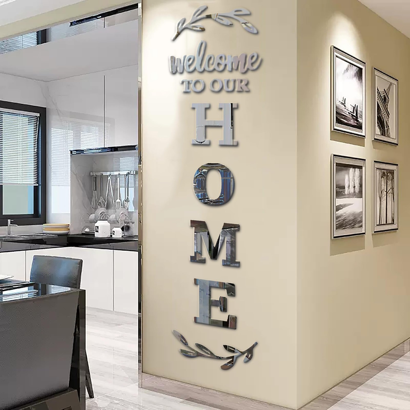 Home Wall Decor Welcome to Our Home Letter Signs – Acrylic Mirror Stickers fo…