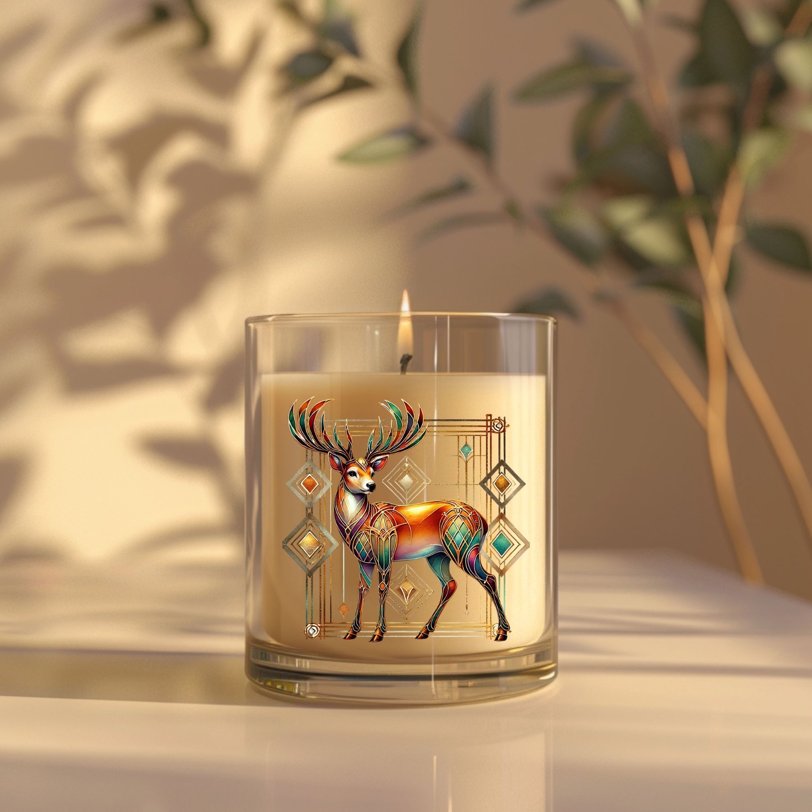 Art Deco Deer UV DTF Transparent Sticker / Decal