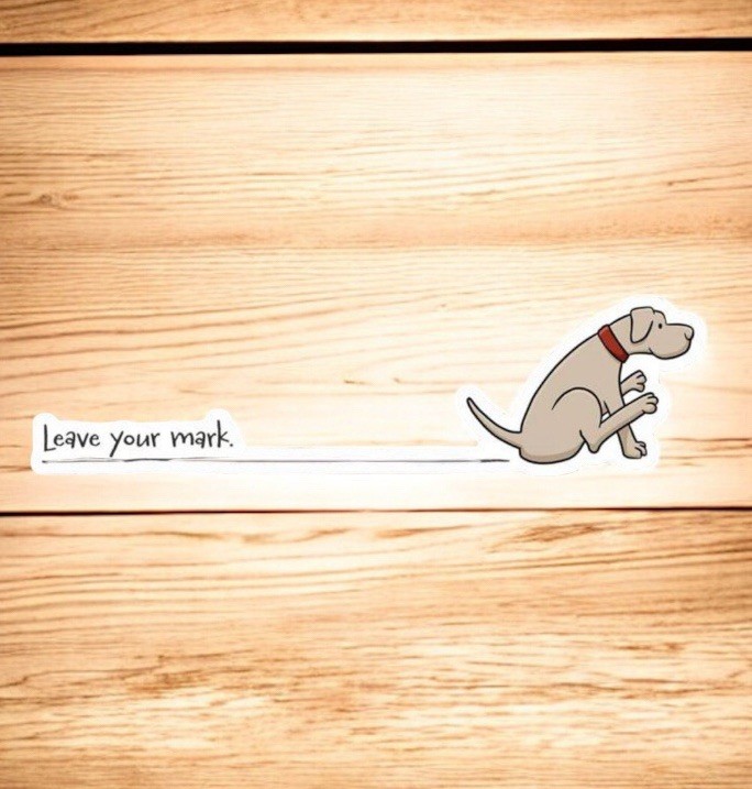 LEAVE YOUR MARK DOG POOP SCOOT LINE 4” INCH VINYL WATERPROOF FUNNY STICKER DECAL